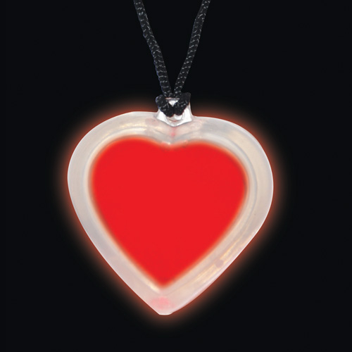 COLLIER BADGE COEUR CLIGNOTANT DEL - ROUGE - 3 BATTERIES AG3 INCLUSES & REMPLAÇABLES