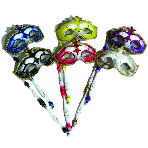 MASQUE VENITIEN SUR BATON - ASSORTIES - PAQUET DE 12