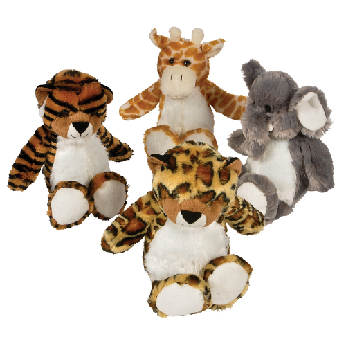 11" SAFARI ANIMAL PLUSH - ASSORTED - PACK OF 12