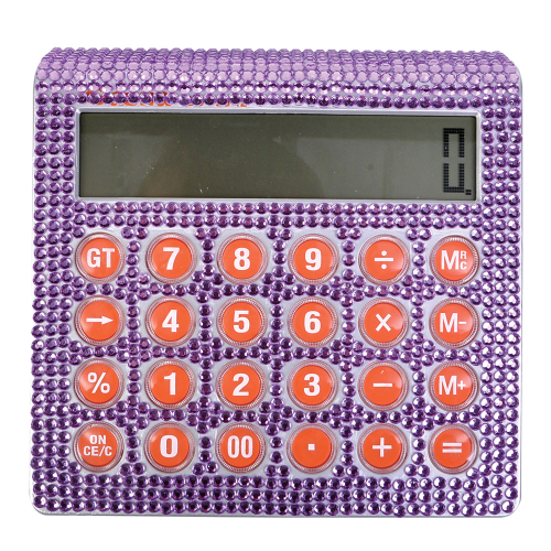 CALCULATRICE BLING-BLING 6" - MAUVE - (DISC.)