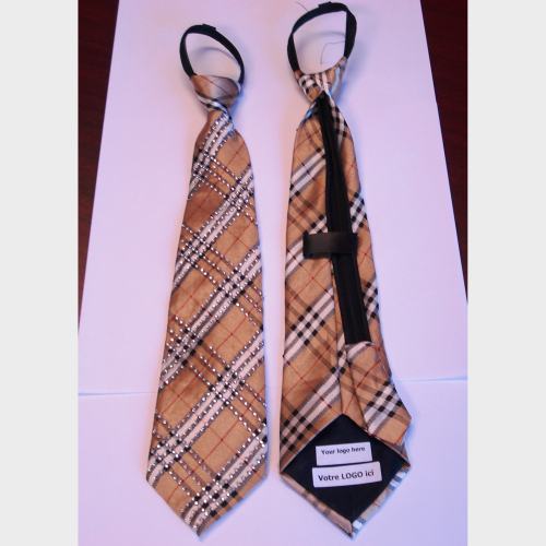 CRAVATE BLING A CARREAUX - BEIGE- (DISC.)