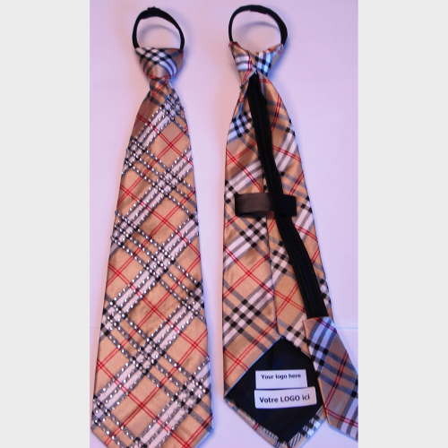 CRAVATE BLING A CARREAUX - BEIGE &ROUGE- (DISC.)