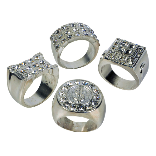 BAGUE A DIAMANTS 1" - ARGENT - PAQUET DE 12 (DISC)