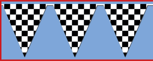 BANNIERE A FANION DAMIER NOIR ET BLANC 25" X 12'