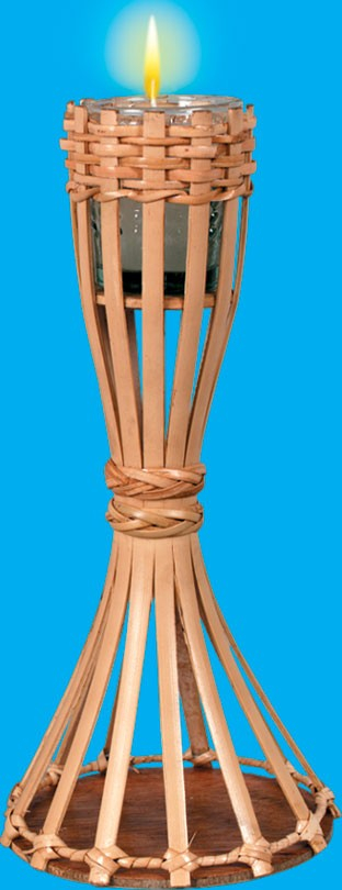 TORCHE DE TABLE EN BAMBOU 11.5" (CHANDELLE INCLUSE)