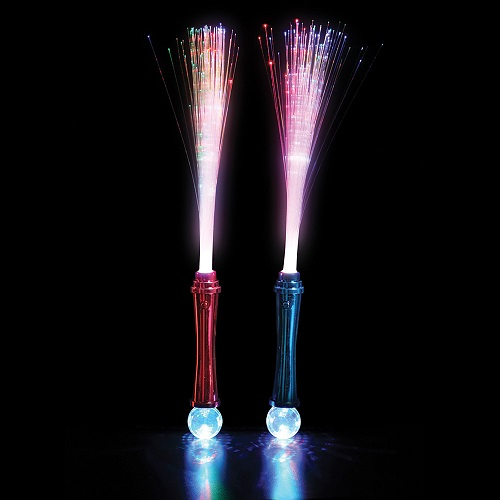 BAGUETTE A FIBRE OPTIQUE DEL MULTICOLORE -PAQUET DE 12 - 3 BATTERIES AG13 INCLUSES & REMPLAÇABLES