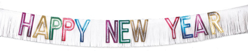 BANNIERE HAPPY NEW YEAR COULEURS ASSORTIES - PAQUET DE 12