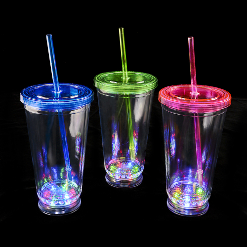 VERRE LUMINEUX 16 OZ (PAILLE/ COUVERCLE INCLUS) - ASSORTIES