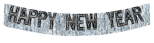 BANNIERE ARGENT HAPPY NEW YEAR ( 15" X 12') - CHAQUE