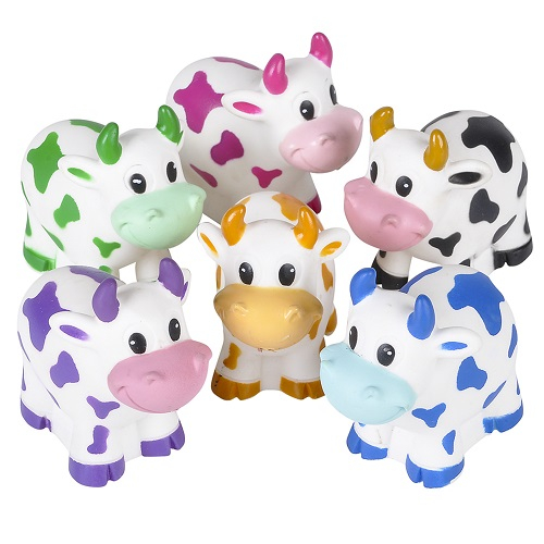 2'' RUBBER COW - PACK OF 12 - ASSORTED COLOURS