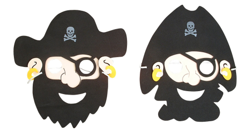 MASQUE DE PIRATE EN MOUSSE 7" X 10" - ASSORTIES -PAQUET DE 12