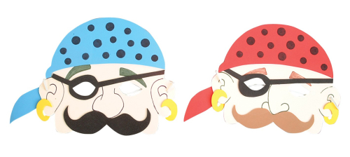 MASQUE DE PIRATE EN MOUSSE 7" X 10" - ASSORTIES -PAQUET DE 12 #1637