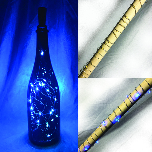 BOUCHON DE STYLE LIEGE LUMINEUX - BLEU - (20 DEL) - 3 BATTERIES AG13 INCLUSES & REMPLAÇABLES