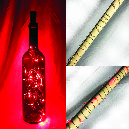 BOUCHON DE STYLE LIEGE LUMINEUX - ROUGE - (20 DEL) - 3 BATTERIES AG13 INCLUSES & REMPLAÇABLES