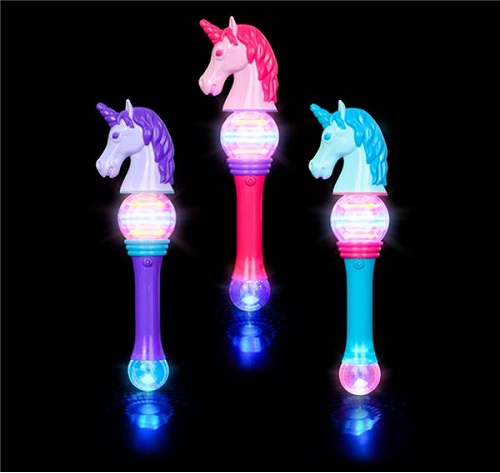 BAGUETTE LICORNE LUMINEUSE -14" - ASSORTIES- 3 BATTERIES AA INCLUSES & REMPLAÇABLES