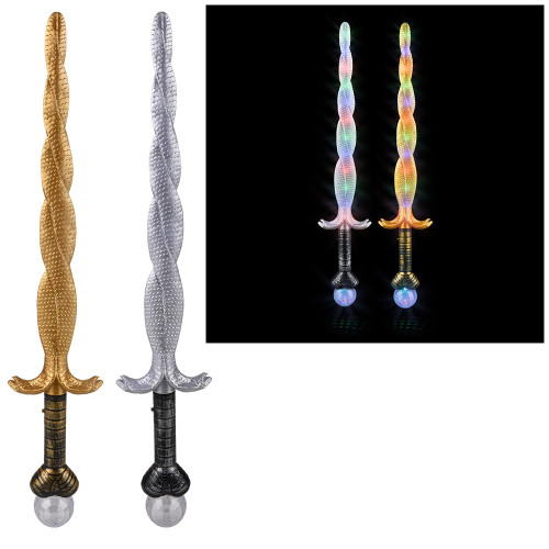 28'' LIGHT-UP SNAKE SWORD ASORTED COLOR - 3 AAA BATTERIES INCLUDED AND REPLACEABLE