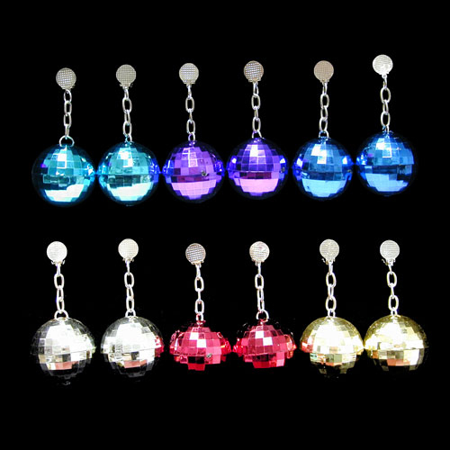 BOUCLE D'OREILLE BOULE DISCO - ASSORTIES - PAQUET DE 12 PAIRES