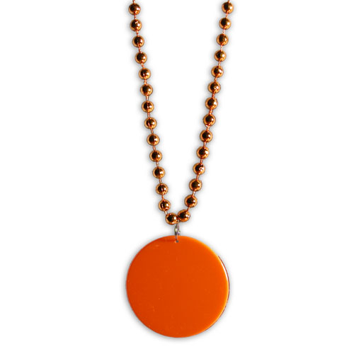 MEDAILLON SUR COLLIER DE PERLES 33" - ORANGE
