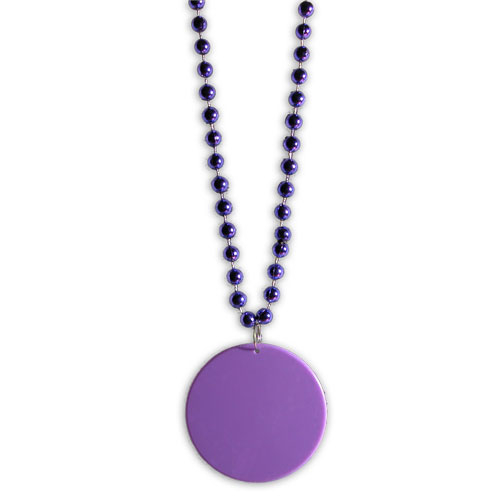 MEDAILLON SUR COLLIER DE PERLES 33" - MAUVE