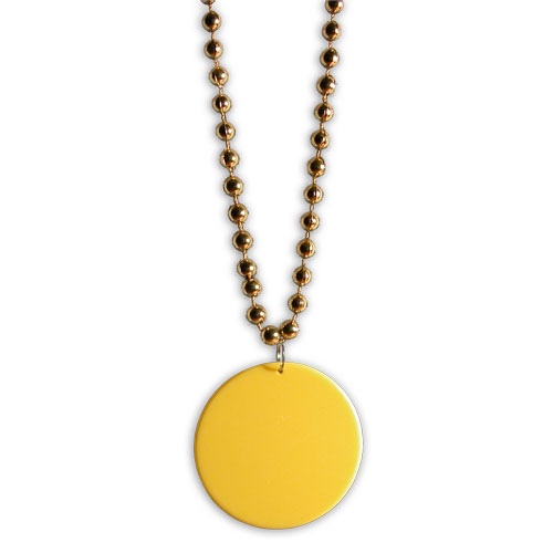 MEDAILLON SUR COLLIER DE PERLES 33" - JAUNE