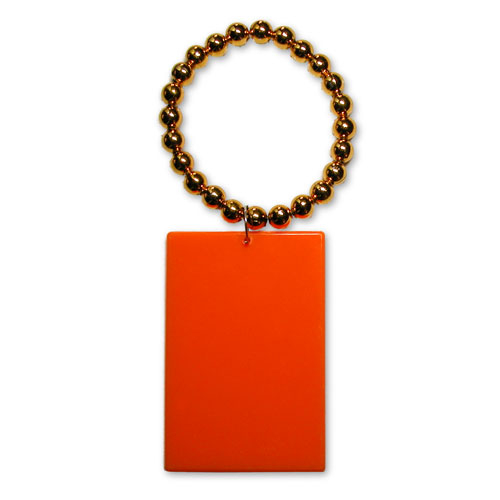 BRACELET DE PERLES MEDAILLON CARRE / COLLIER BOUTEILLE - ORANGE - (DISC.)