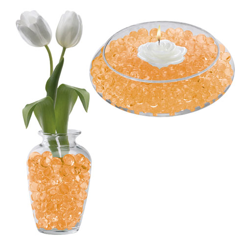 PERLES D'EAU DECORATIVES EN GEL - ORANGE - (½ OZ) - (DISC.)