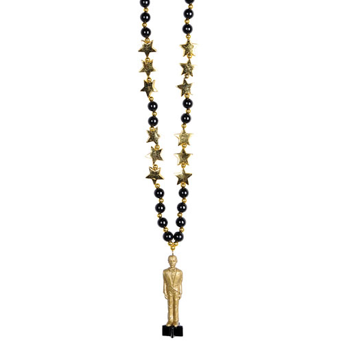AWARDS NIGHT BEADS/STARS 36" WITH STATUETTE - BLACK & GOLD