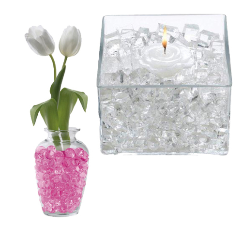 CUBES D'EAU DECORATIFS EN GEL - ROSE - (POT DE 10 OZ)