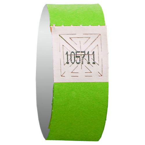 BRACELET D'ADMISSION VERT LIME FLUO - 3/4"- PAQUET DE 500 UNITES