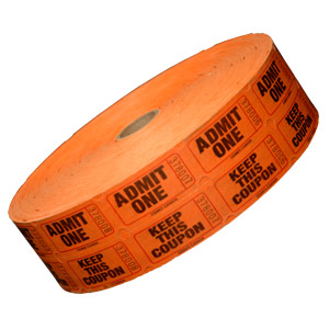 BILLET D'ADMISSION - DOUBLE - ANGLAIS - ROULEAU DE 1000