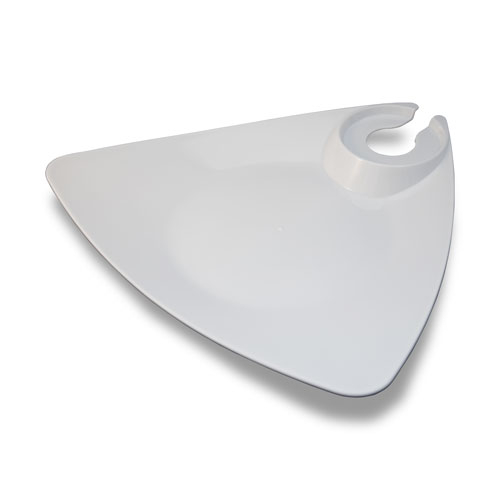 ASSIETTE TRIANGULAIRE AVEC SUPPORT POUR VERRE A VIN - BLANC - PAQUET DE 10