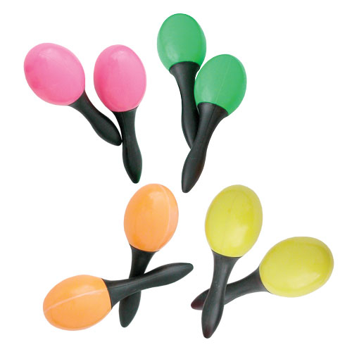 MINI MARACAS DEUX TONS 5¼" - ASSORTIES - PAQUET DE 12 PAIRES