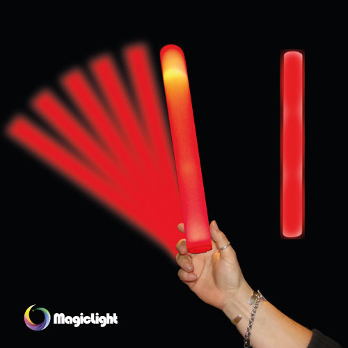 BATON STYROMOUSSE DEL - ROUGE - PAQUET DE 12 - 3 BATTERIES AG13 INCLUSES & REMPLAÇABLES